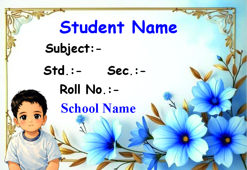 Premium Notebook Labels (3″ x 2″) – High-Gloss – Flower Blue royal labels